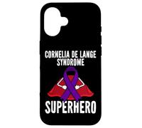 Custodia per iPhone 16 Cornelia De Lange Syndrome Superhero Warrior Nastro Viola