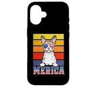 Custodia per iPhone 16 Cornish Rex Cat 4th Of July Merica American Mericat Cats