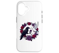 Custodia per iPhone 16 Corvo nero Corvo Rose Colomba Bianche - L'amore degli opposti