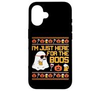 Custodia per iPhone 16 Costume divertente per Halloween con scritta "I'm just here for the boos"