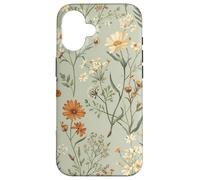 Custodia per iPhone 16 Cottagecore botanico da giardino floreale con fiori selvatici verde salvia