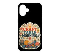 Custodia per iPhone 16 Craft Table Morning cucito filato hobby