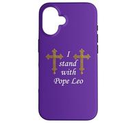 Custodia per iPhone 16 Croce Romana. Io sto con Papa Leone.