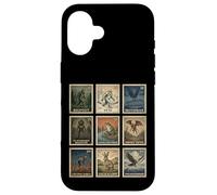 Custodia per iPhone 16 Cryptid Stamp Set Bigfoot Yeti Mothman Legendary Creatures