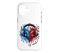 Custodia per iPhone 16 Cuffie per musicisti e musici, battito cardiaco, DJ, chitarrista