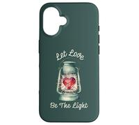 Custodia per iPhone 16 Cuore lascia che l'amore sia luce per gentilezza brillare luminoso San Valentino