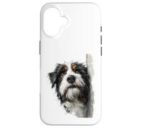 Custodia per iPhone 16 Curioso cane soffice che sbircia Pup Art
