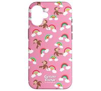 Custodia per iPhone 16 Curious George Rainbow Spring All Over Print