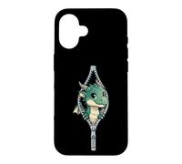 Custodia per iPhone 16 Cute Baby Dragon Sbirciando Zipper Fantasy Creatura