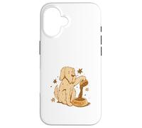 Custodia per iPhone 16 Cute Dog Coffee Lover Funny Caffeine Design