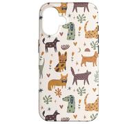 Custodia per iPhone 16 Cute Dog Lover Theme Boho Aesthetic Retro Pet Pattern