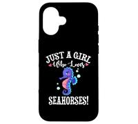 Custodia per iPhone 16 Cute Funny Cartoon Girl Who Loves Seahorses Lover