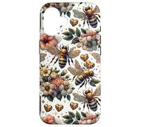 Custodia per iPhone 16 Cute Heart And Flower Pattern For Women With Honey Bees