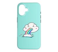 Custodia per iPhone 16 Cute Kawaii Rainbow Puking Cloud Design