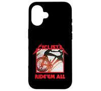 Custodia per iPhone 16 Cyclista Ride 'em All Heavy Metal Cycling, divertente regalo per ciclisti