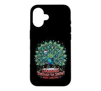 Custodia per iPhone 16 "Dabbing Through the Snow" Funny Peacock Christmas Bird