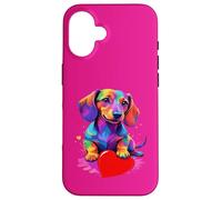 Custodia per iPhone 16 Dachshund Shirt - Colorful Dachshund Heart Graphic