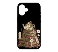 Custodia per iPhone 16 Dark Academia Cottagecore Tea Books Botanical Mushroom