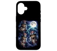 Custodia per iPhone 16 Dark Zio Sam sotto la Luna Piena Vintage Fantasy Lightning