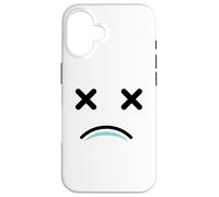 Custodia per iPhone 16 Dead Tired Face - Funny Cartoon White/Blue