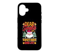 Custodia per iPhone 16 Dear Santa My Brother Did It Divertente Natale Ragazze Bambini Ragazzi