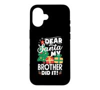 Custodia per iPhone 16 Dear Santa My Brother Did It Divertente Natale Ragazze Bambini Ragazzi