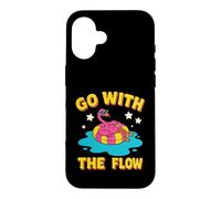 Custodia per iPhone 16 Design con fenicottero rosa "Go With The Flow"