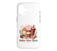 Custodia per iPhone 16 Design della routine quotidiana di Coffee Teach Repeat Teach