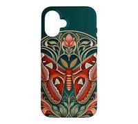 Custodia per iPhone 16 Design floreale stile Art Nouveau con falena dell'Atlante