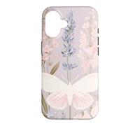 Custodia per iPhone 16 Design pastello per giardini con falene e fiori selvatici