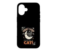 Custodia per iPhone 16 Dimentica le caramelle Dammi un gatto Moon Ghost Halloween
