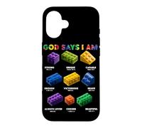 Custodia per iPhone 16 Dio dice che sono cristiano Block Building Toy Master Builder