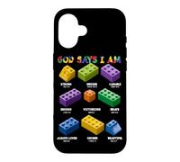 Custodia per iPhone 16 Dio dice che sono cristiano Block Building Toy Master Builder
