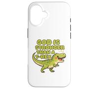Custodia per iPhone 16 Dio è più forte di un Trex Cute Dino Kids Christianity