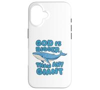Custodia per iPhone 16 Dio è più grande di qualsiasi balena blu gigante simpatici bambini cristiani