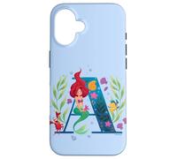 Custodia per iPhone 16 Disney Princess Alfabeto Monogramma Sirena Lettera A per Ariel