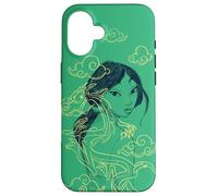 Custodia per iPhone 16 Disney Princess Mulan e Mushu Verde