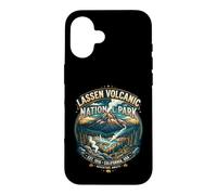 Custodia per iPhone 16 Distintivo da viaggio retrò del Parco Nazionale Vulcanico della California di