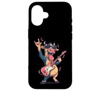 Custodia per iPhone 16 Divertente cartone animato mucca a dondolo chitarra stile vintage