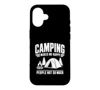 Custodia per iPhone 16 Divertente design "Camping Makes Me Happy People Not So Much"