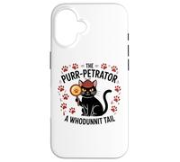 Custodia per iPhone 16 Divertente Gatto Detective Purrpetrator True Crime Omicidio Mistero