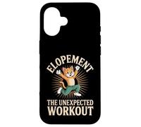 Custodia per iPhone 16 Divertente Gatto Elopement Inaspettato Allenamento Retrò