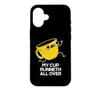 Custodia per iPhone 16 Divertente gioco di parole biblico My Cup Runneth All Over