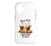 Custodia per iPhone 16 Divertente Halloween Hocus Pocus I Need Coffee To Focus Barista