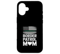Custodia per iPhone 16 Divertente mamma della pattuglia di frontiera che dice il cuore della bandiera americana