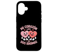 Custodia per iPhone 16 Divertente Mi Corazon Cuori Carini Tenendosi Per Mano Dicendo