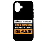 Custodia per iPhone 16 Divertente scritta in lingua tedesca "Ich korrigiere Deine Grammatik