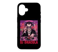 Custodia per iPhone 16 DJ Dracula Vampire Disc Jockey Giradischi Vinili Spooky Spaventoso