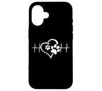 Custodia per iPhone 16 Dog Mom Cute Dog Paw Print Heart Black