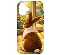 Custodia per iPhone 16 Dutchie Bunny seduto dentro mentre guarda fuori